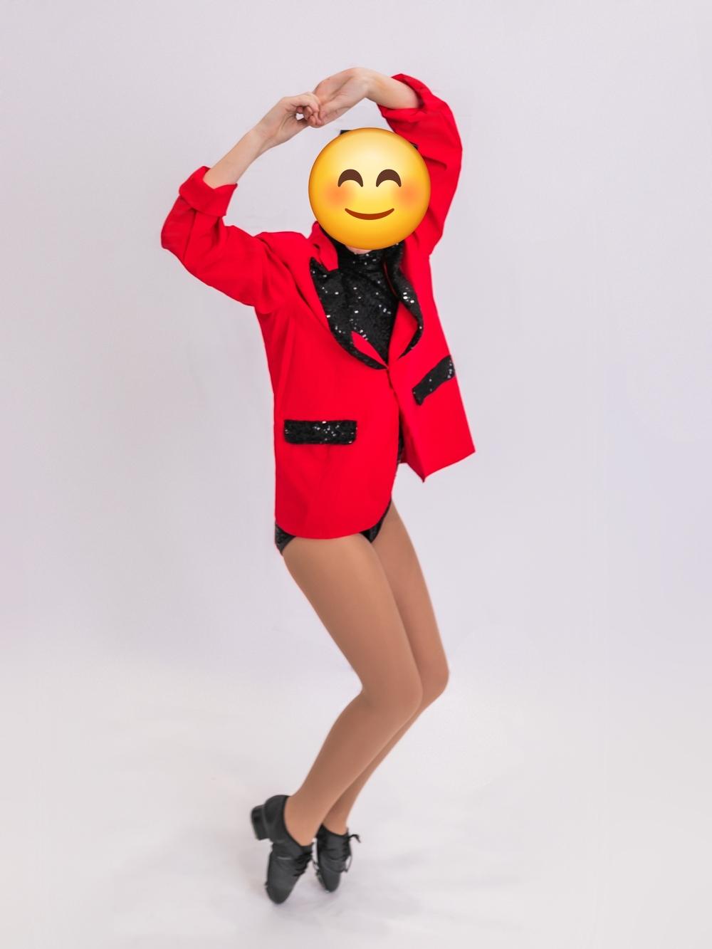 Weissman - Red Blazer with Black Sequin Trim